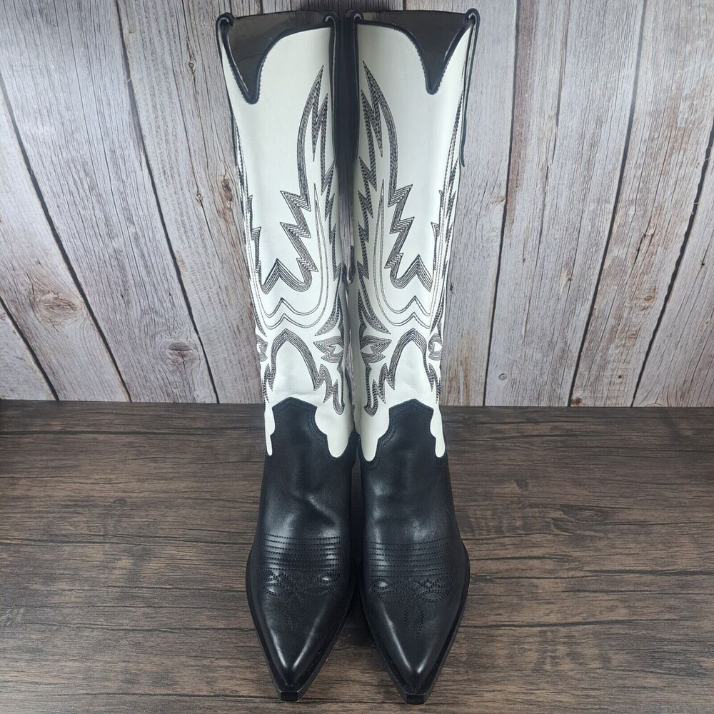 Dolce Vita Blanch Western Cowboy Boots Women's Sz 9.5 Black White 3"Heel (GUC) - Picture 2 of 11